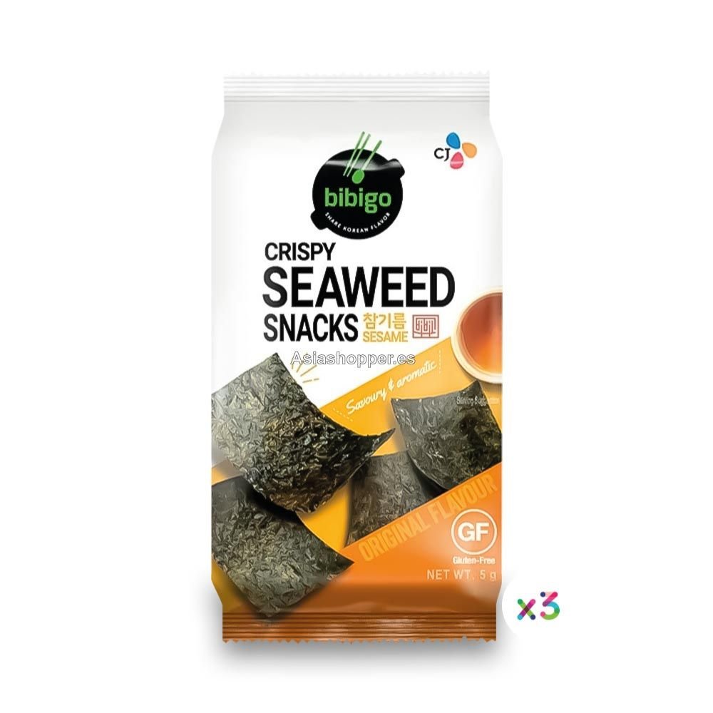 Snack de Alga Nori Sabor Aceite de Sésamo 3 Paquetes 15g