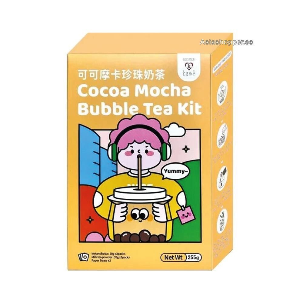 Bubble Tea Kit Sabor Moca de Cacao 255g 3 kits Tokimeki