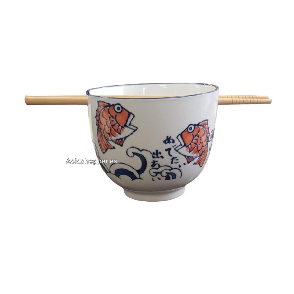 Cuenco Soba Carpa y Palillos Ø13cm