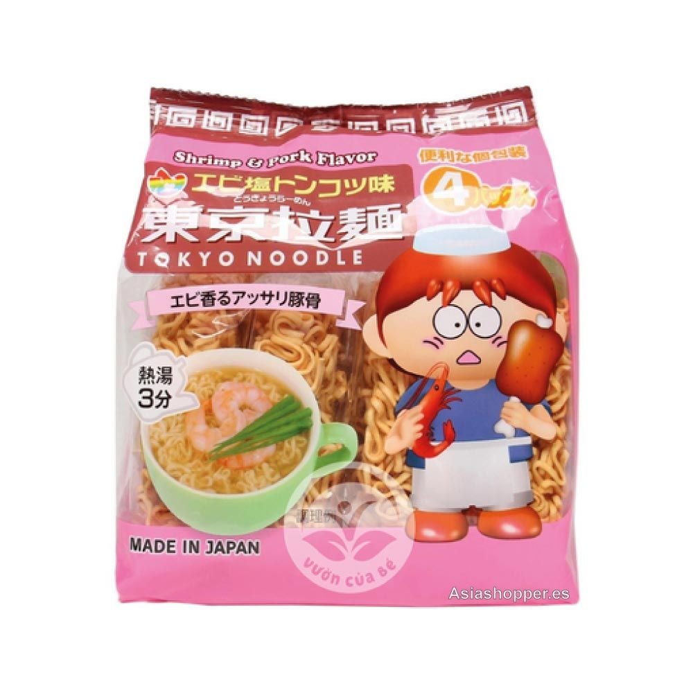 Pack Ramen Sopa Sabor Cerdo y Gambas 4 raciones 112g Tokyo Noodle
