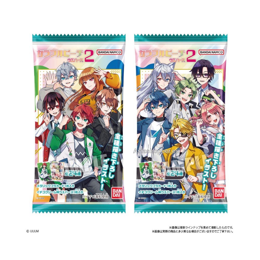 Barquillo Wafer con Carta Colorful Peach 14g BANDAI